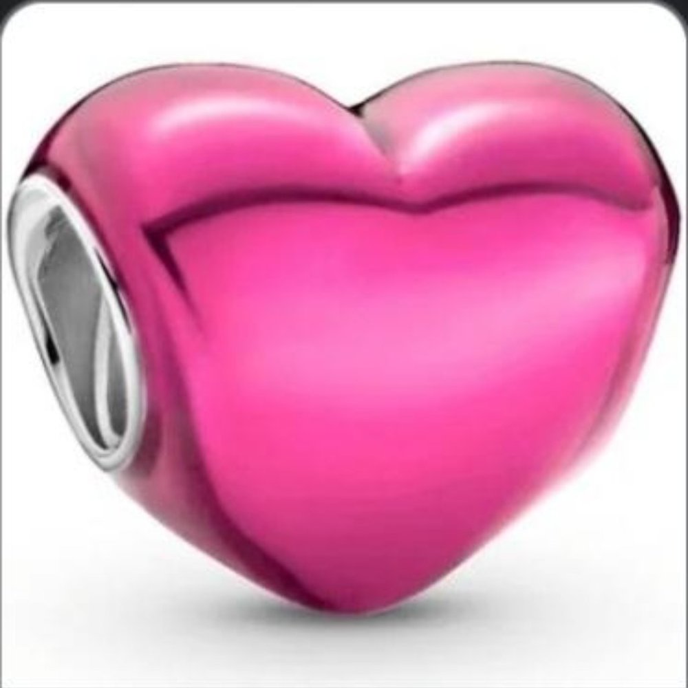 Pandora Metallic Heart Charm Pink
